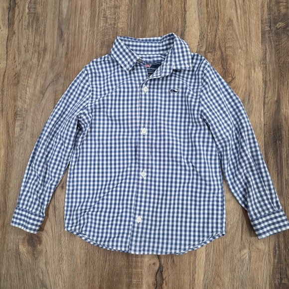 Vineyard Vines Toddler Boy Blue White Gingham Long Sleeve Button Down Size 4T - Picture 5 of 5